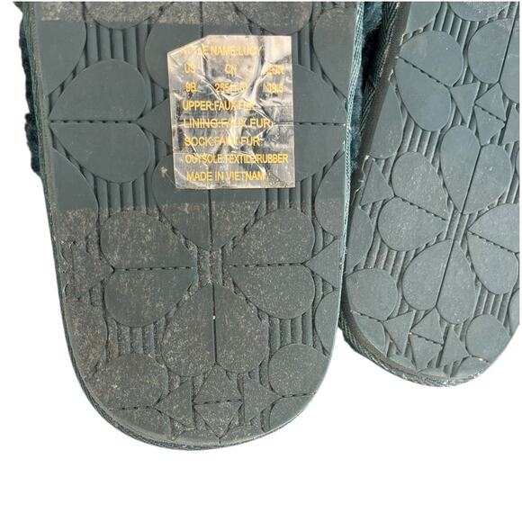 Women's Kate Spade Lucy Faux Fur Slip-On Casual Flat Slipper Size 9B Green - Picture 5 of 5